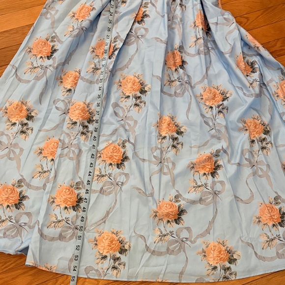 Light Blue Floral Maxi Dress with Peach Rose Print - Picture 10 of 10